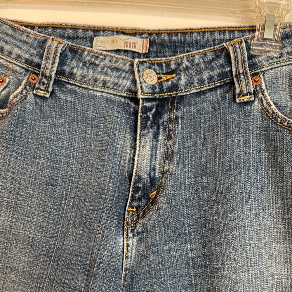 Blue Boot Cut Jeans with Classic Fading